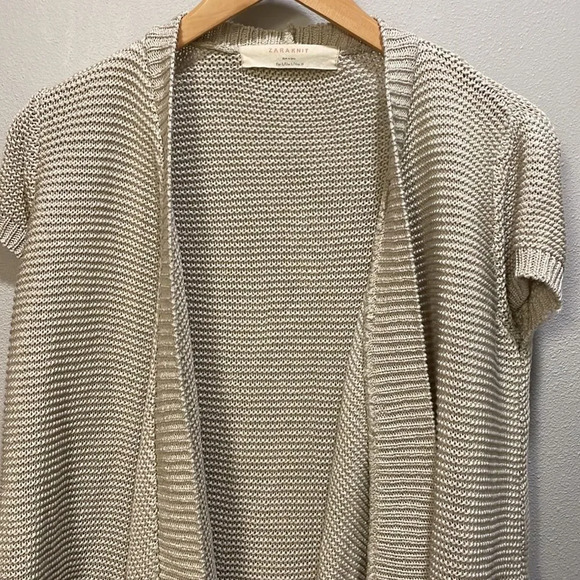 ZARA Knit woman’s open knit cardigan in oatmeal - Picture 3 of 9